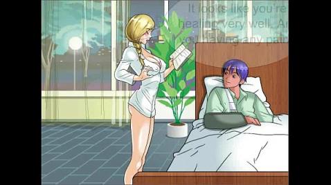 Enfermeira hentai madura manuseia o longo dispositivo de seu paciente