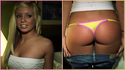 Uma jovem loira se despiu e começou a se masturbar.